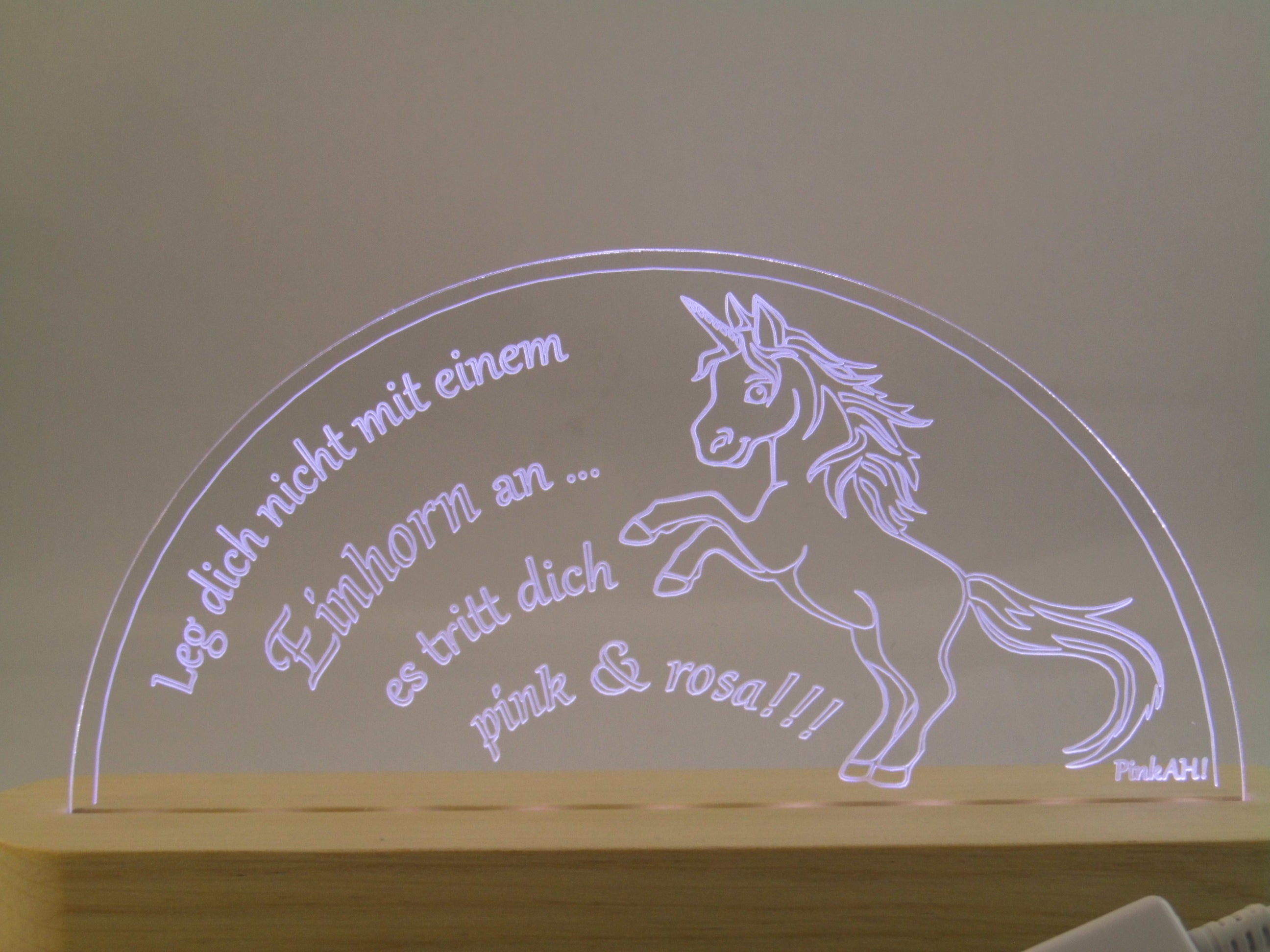 Wechselmotiv Einhorn mit Spruch Motiv für LED Schwibbogen Sockel